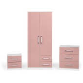 Jasper Bedroom Set White/Pink Gloss